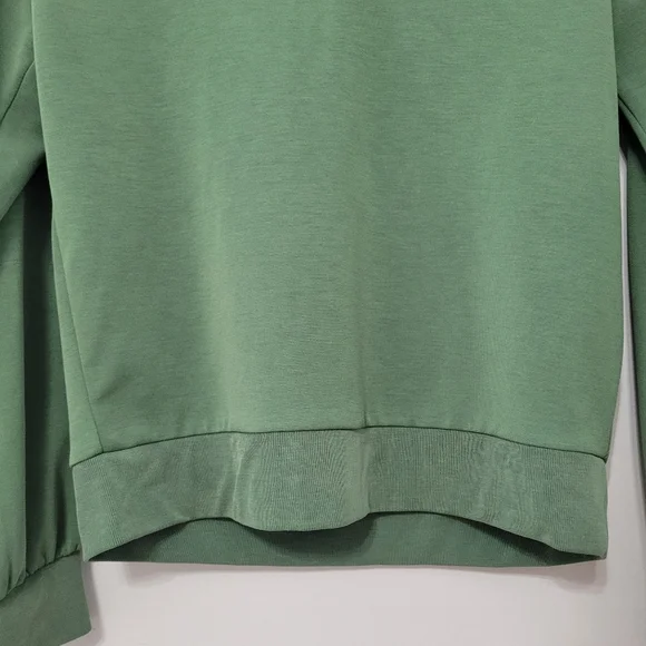 Athleta Seasoft Willow V Neckline Pullover Sweatshirt Green Modal Size XS Comfy - Picture 7 of 11